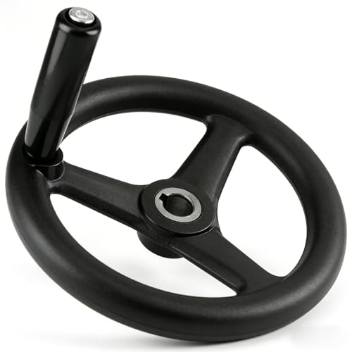 AUNMAS Black Plastic Hand Wheel 7.7 Inch, 3-Spoke Replacement Handwheel for Milling Machine, Lathe Industrial Equipment, 1.8cm Center Bore