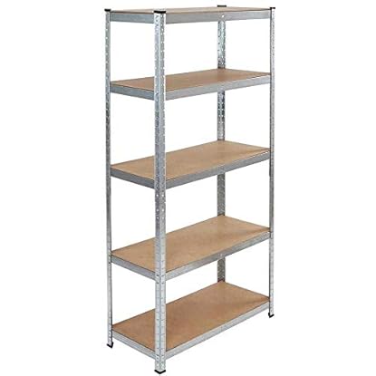 Foto di BAKAJI Scaffale Porta Oggetti, 5 Ripiani in Metallo Zincato, Grande Portata, Scaffalatura Garage legno e Metallo (180 x 75 x 30 cm)