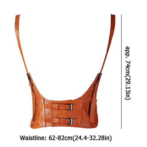 Vintage Gothic Faux Leather Underbust Corset Crop Top - Solid Color Adjustable Vest Waist Belt with Double Buckle Cincher2