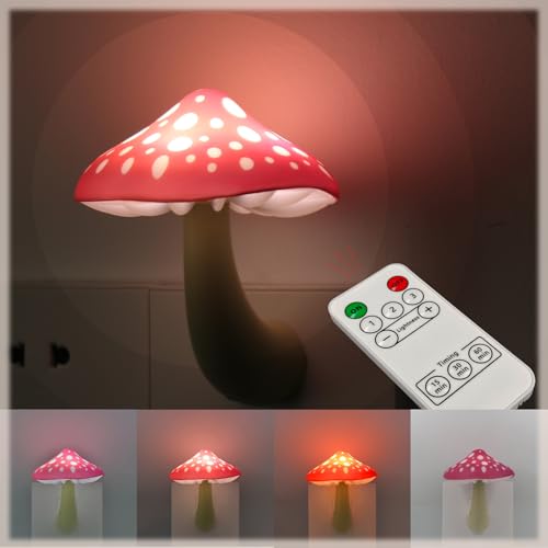 APAKI LED Mushroom Night Light Plug in Night Lights with 3 Color Model Kids Room Decor Christmas Birthday Gift Nightlight (3 Led Colors-Natural Soft White/Warm White)