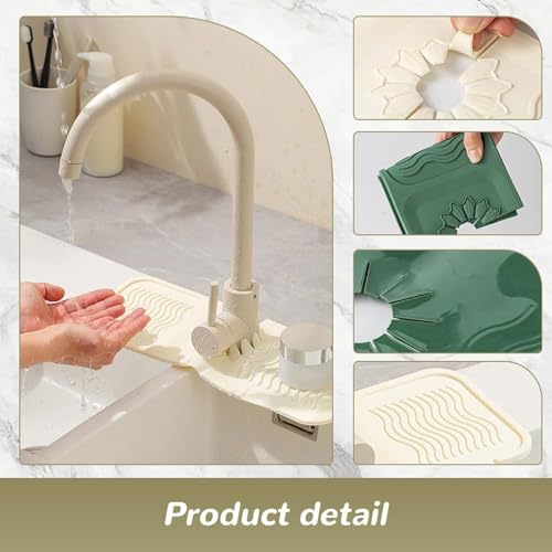 Juego de 2 Alfombrillas de Silicona para Grifo, Protector contra Salpicaduras para Fregadero de Cocina, Bandeja Absorbente de Goteo, Protector de Grifo para encimera, 37 cm, Color