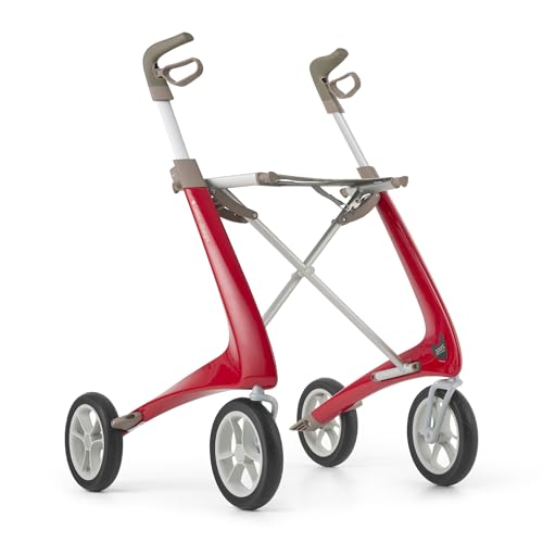 Image of byACRE Carbon Ultralight Rollator Walker, 10.6 lbs, Strawberry Red, Regular