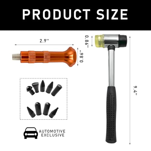 Image of Yourkar 10 PCS Dent Repair Tool Kit, Paintless Dent Repair Tools for Auto Body DIY Dent Fix, Car Dent Repair Tool Kits Inclued Rubber Hammer and 9 PCS Heads Tap Down Tools