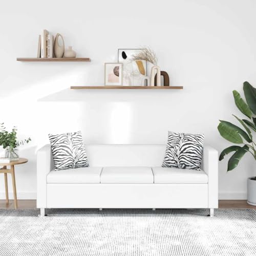 Mangloder Canapé à 3 Places en Cuir Artificiel Blanc 170 x 62,5 x 63 cm avec Coussins Amovibles, Design modulable et Confortable pour Salon séjour Chambre...