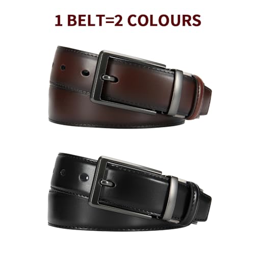 Image of DOOPAI Reversible Leather Belt for Men 1.25 inch - Dual Sided Dress and Casual Belt, Trim to Fit, 2 Styles in One Belt