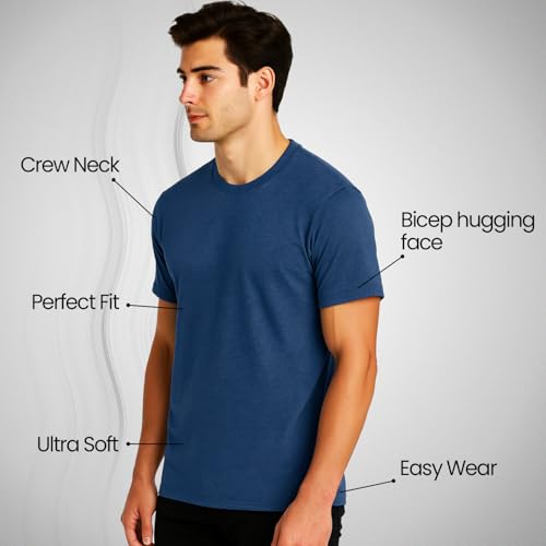 Pack of 6 Men’s Casual Stylish Plain T-Shirts – Multipack Short-Sleeve Crewneck Tshirt for Man (Soft Cotton Blend)2