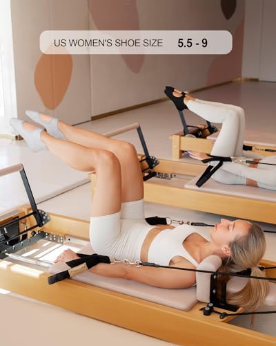 Image of yeuG Pilates Socks for Women Non Slip Grip Socks for Yoga, Barre, Hospital, Barefoot Grippy Yoga Sock Womens Gifts 4 Pairs