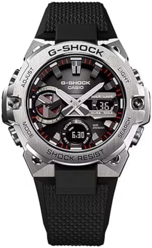 G-Shock Relógio masculino fino G-Steel GSTB400, prata/preto/resina