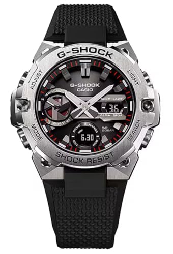 G-Shock Relógio masculino fino G-Steel GSTB400, prata/preto/resina