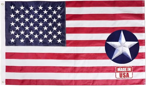 American Flag 2x3 Ft Heavy Duty Nylony Outdoor Embroidered Stars Sewn Stripes USA Flags 2 Brass Grommets 4 Rows of Lock Stitching Foot for Outdoor High Wind US Bannar
