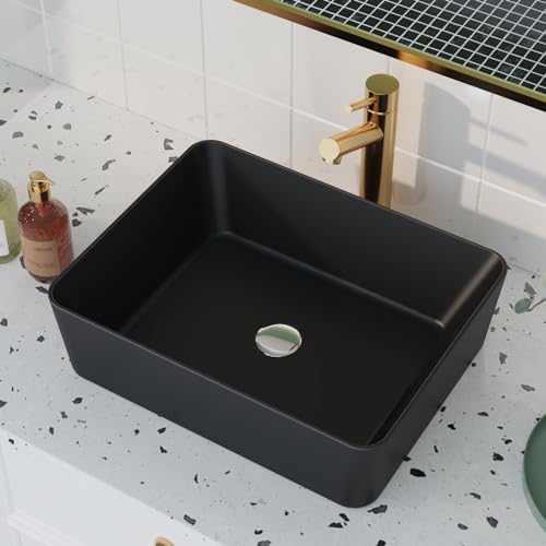 DeerValley Ally Matte Black Rectangular Vessel Sink DV-2V031