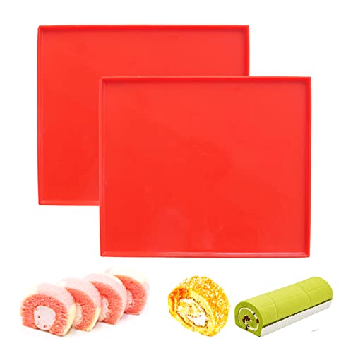 Brianver Swiss Roll Cake Mat - Molde de silicona flexible multiusos antiadherente para hornear pizza y galletas (2 unidades)