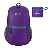 Gonex Ultraleichter Faltbarer Rucksack 20L Tagesrucksack, Praktischer Packbarer Rucksack für Camping, Outdoor, Reisen, Radfahren und Trekking, Violett