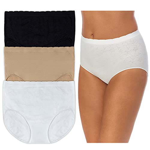 Company Ellen Tracy Womens Underwear Ultra Soft Seamless Curves Jacquard Full Brief Panties 3-Pack Multipack - X-Large