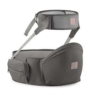 GAGAKU Taille Hocker Baby Hüftsitz mit Sicherheitsgurt Schutz für Kinder 0-36 Monate – Dunkelgrau