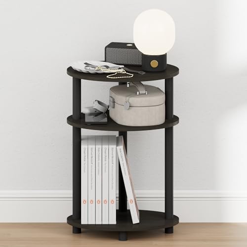 Furinno Turn-N-Tube 3-Tier Oval Night Stand, Toolless Assembly Narrow Nightstand, Modern Compact Side Table, End Table, for Living Room, Bedroom, Espresso - image 5