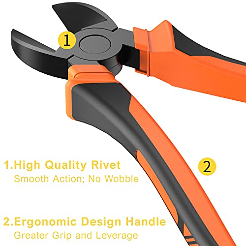 BOENFU Wire Cutters Heavy Duty Side Cutters 7.5 Inches CRV Steel, Comfort Grip Diagonal Cutting Pliers for Floral Wire, Crafting, Chicken Wire, Orange