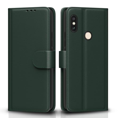 Pikkme Flip Cover for Redmi Note 5 Pro Leather Finish | Inside TPU with Card Pockets | Wallet Stand and Shock Proof | Complete Protection Flip Case(Green)