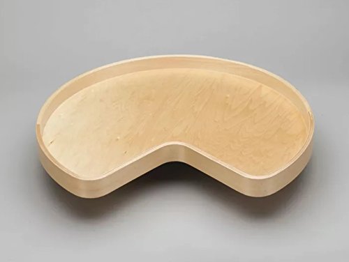 Natural Lazy Daisy Banded Kidney Shaped Swivel Tray Undrilled Lazy Susan Shelf with Steel Bearing (32