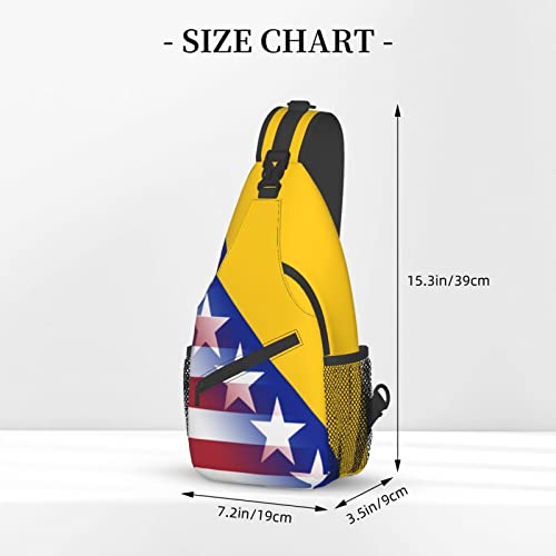Mochila de bandolera unisex con bandera Americana y Bosnia miniatura 4
