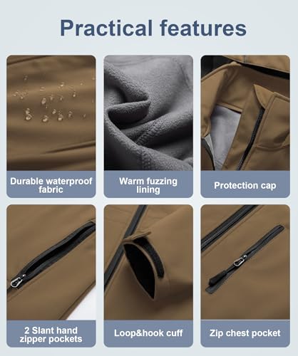 Image of CREATMO US Women's Lightweight Waterproof Long Softshell Tactical Jacket Fleece Lined Windbreaker