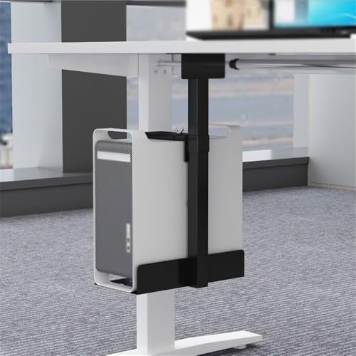 Soporte ajustable para CPU bajo escritorio, montaje colgante para torre PC y monitor, altura y ancho regulables (blanco) miniatura 6