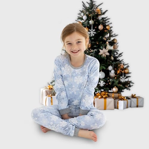 Organic Cotton Boys Girls Pajama Set, 2-Piece Kids Long Sleeve Top and Pants Pajamas, Toddler Snug Fit Sleepwear Set2