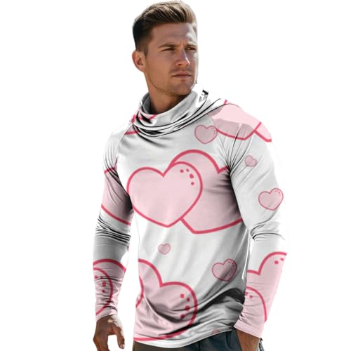 Sudaderas de hombre rosa con estampado de corazón y manga larga con dedales talla XXXL