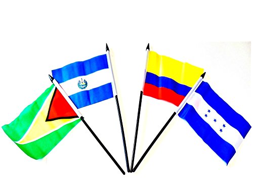 Central And South America World Flag Set-20 Polyester 4"X6" Flags, One Flag For Each Country In Latin America, 4X6 Miniature Desk & Table Flags, Small Mini Stick Flags #TOP5