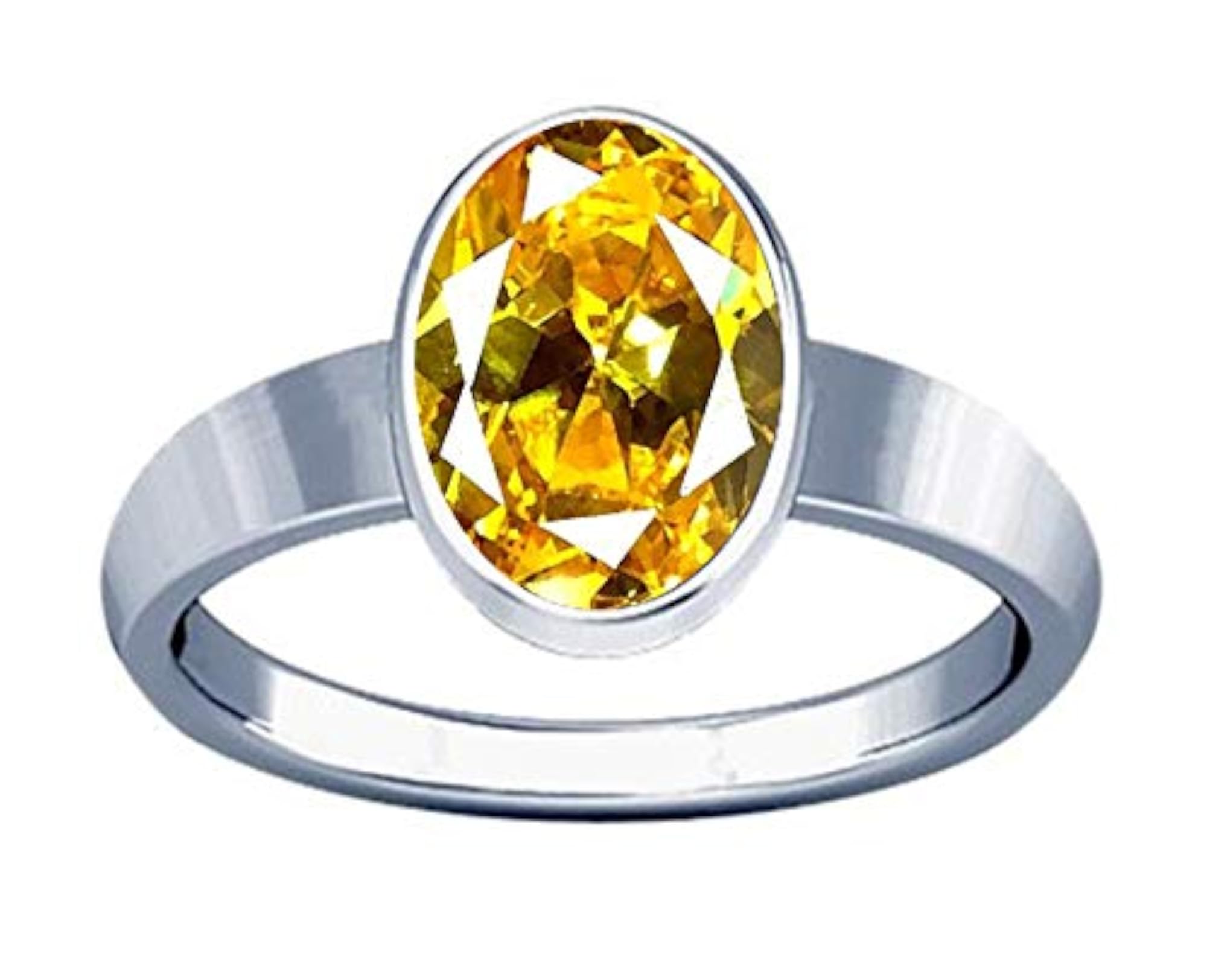 8.25-8.50 Ratti Citrine Golden Topaz Gemstone Silver Ring
