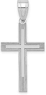 Colar de ouro branco 14k gravado a laser cruz religiosa pingente joias finas latinas presentes para mulheres para ela