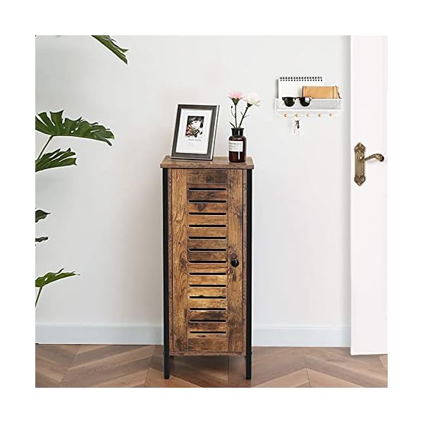 HOOBRO Storage Cabinet, Bathroom Floor Standing Cabinet, Small Sideboard, Tall Side Cabinet, Kitchen Cupboard with Door, Adjustable Shelves, for Living Room, Hallway, Bedroom, Rustic Brown EBF17CW01 - Image 9
