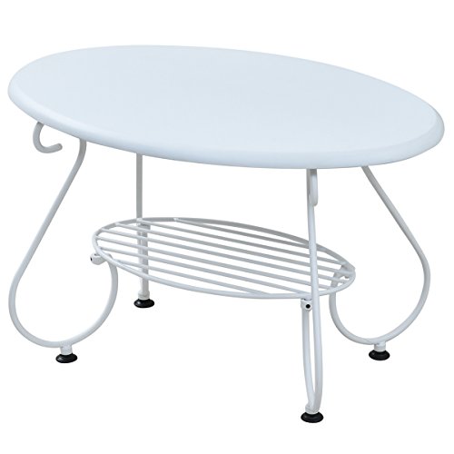 JKプラン ロートアイアン 家具 楕円 センターテーブル 幅65cm アイアン 足 アンティーク風 IRI-0052-WH ホワイト