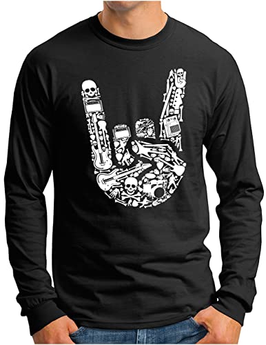 T-shirt manches longues métal homme OM3 Horn Hardrock Noir XXL