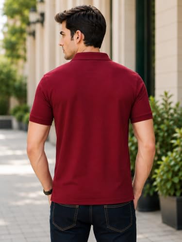 Image of MANTICORE Men's Cotton Blend Regular Fit Polo Neck Half Sleeve Solid Casual T-Shirt | Polo T-Shirt for Men - KSMPT-01