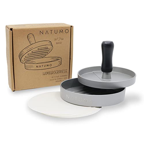NATUMO Juego de prensa para hamburguesas y papel para hamburguesas (50 papeles separadores), de...