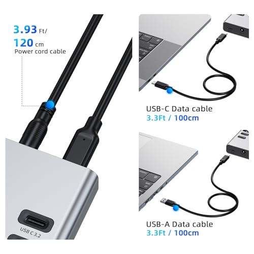 Image of VANGREE Powered USB Hub 10Gbps, 17 Ports USB 3.2 Hub, 96W Power Adapter
