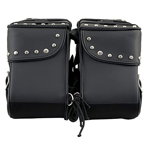 Image of Milwaukee Leather Studded Throw-Over Motorcycle Saddlebags - Synthetic Leather - Universal Fit - Zip-Off - Large