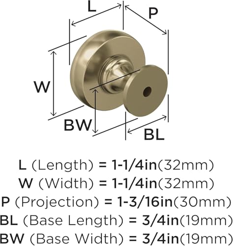 Image of Amerock 1-1 /4 inch Round Winsome Golden Champagne Cabinet Knob | Durable Zinc drawer knob and cabinet hardware, ideal for kitchen cabinets, bathroom vanities, dressers, and furniture