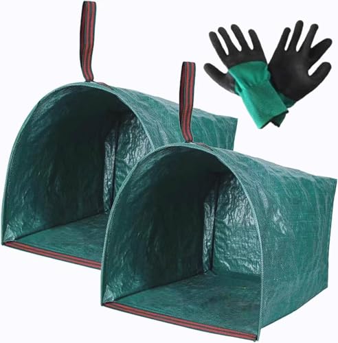 2 PACK Leaf Bag,Lawn Bags,Reuseable Yard Waste Bag, Heavy Duty Lawn and Leaf Bag With Gardening Gloves,40 Gallons Yard Bags for Leaves Lawn Grass Clippings Camping