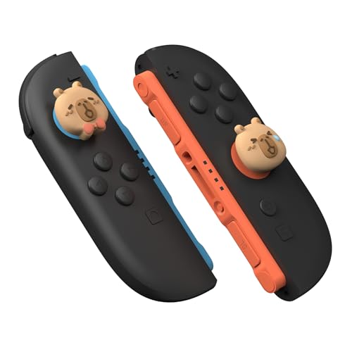 Image of PlayVital Thumb Grips for Nintendo Switch 2 | Kawaii Silicone Joystick Caps (4-Pack) - Cute Accessories Animal Design Thumbstick Covers for Joycon 2 - Capybara Moods