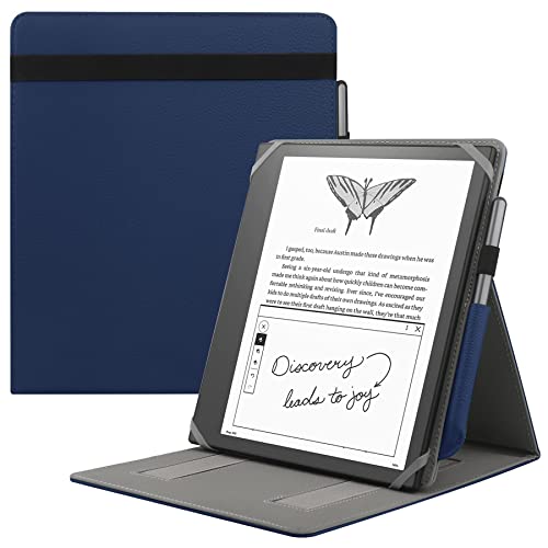 HoYiXi Capa Universal para Kindle Scribe de 11'' Modelo de 2025 / Compatível com Remarkable 2 10,3'' Digital Paper (Lançamento de 2020) Capa Dobrável com Suporte Vertical e Porta-Lápis - Azul