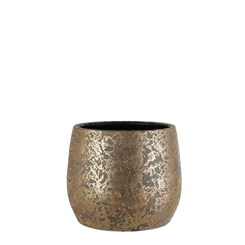 MICA Decorations Blumentopf Clemente Rund Gold | Außenmaß H 25,5 x Ø 32 cm | Innen Ø 24,5 cm | Blumentopf