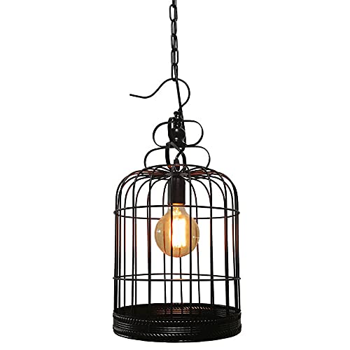 Yhqsyks Black Wrought Iron Hollow Chandelier Creative Bird Cage Adjustable Pendant Lights Vintage Industrial Restaurant Hanging Lamp For Bar Counter Kitchen Island Light Fixtures #TOP12