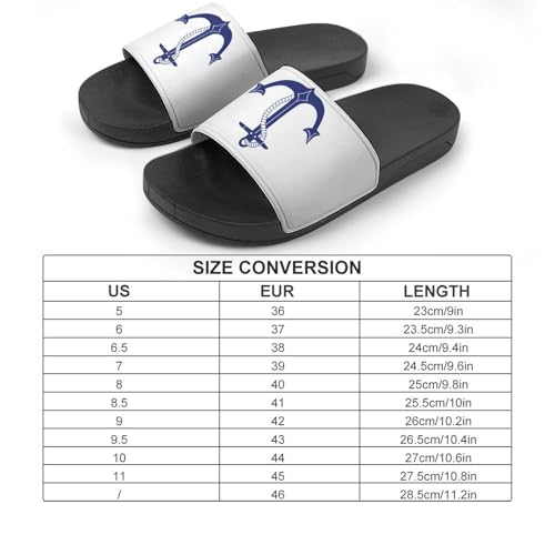 Nautical Navy Blue Anchor on White Slippers for Women Rubber Slides Womens Sandal Slippers2