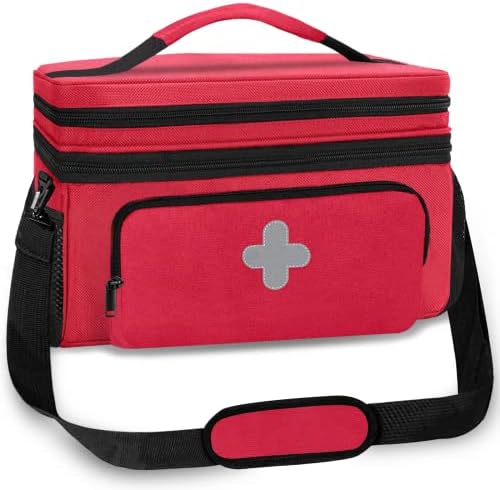 Medicine Storage Bag, Pill Bottle Organizer for Emergency, Medicine Box Empty with Small Portable Pouch, First Aid Box for Travel and Home Storage