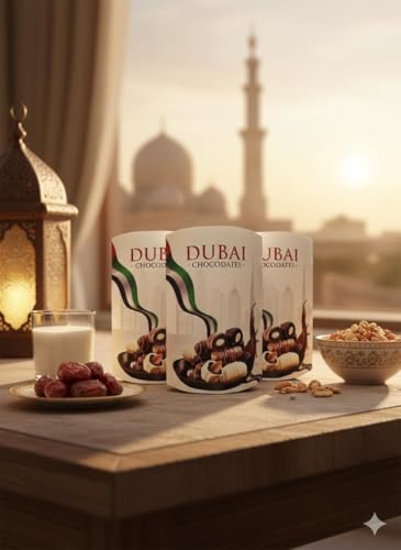 Image of Dubai Chocodates, Chocolate Covered Dates with Nuts, Assorted Flavours, Gift Box 140g, (From UAE) Get Flavourito Kunafa Chocolate 20g Absolutely Free From DECADENT FOODS (Pack of 2)