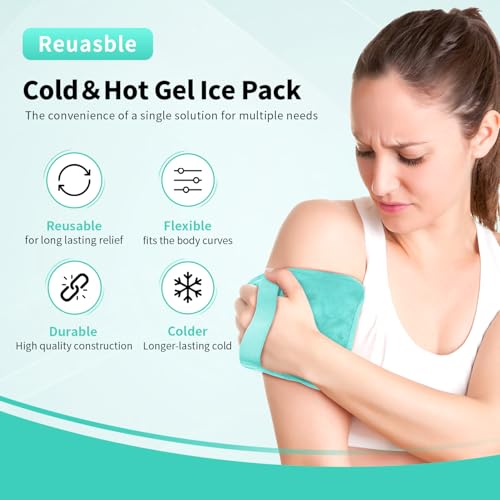 Image of Gel Ice Pack for Injuries Reusable Soft Freezer Ice Bag with Strap- 1 Pack