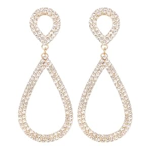 Rhinestone Teardrop Dangle Earrings Sparkly Wedding Jewelry