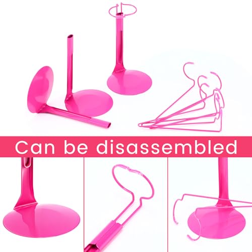 Image of Yaocom 12 Pcs Action Figure Stand Action Figure Display Holder with Expandable Waist Wire for 8 inch to 12 inch Model Bear Display Rack(Rose Red)